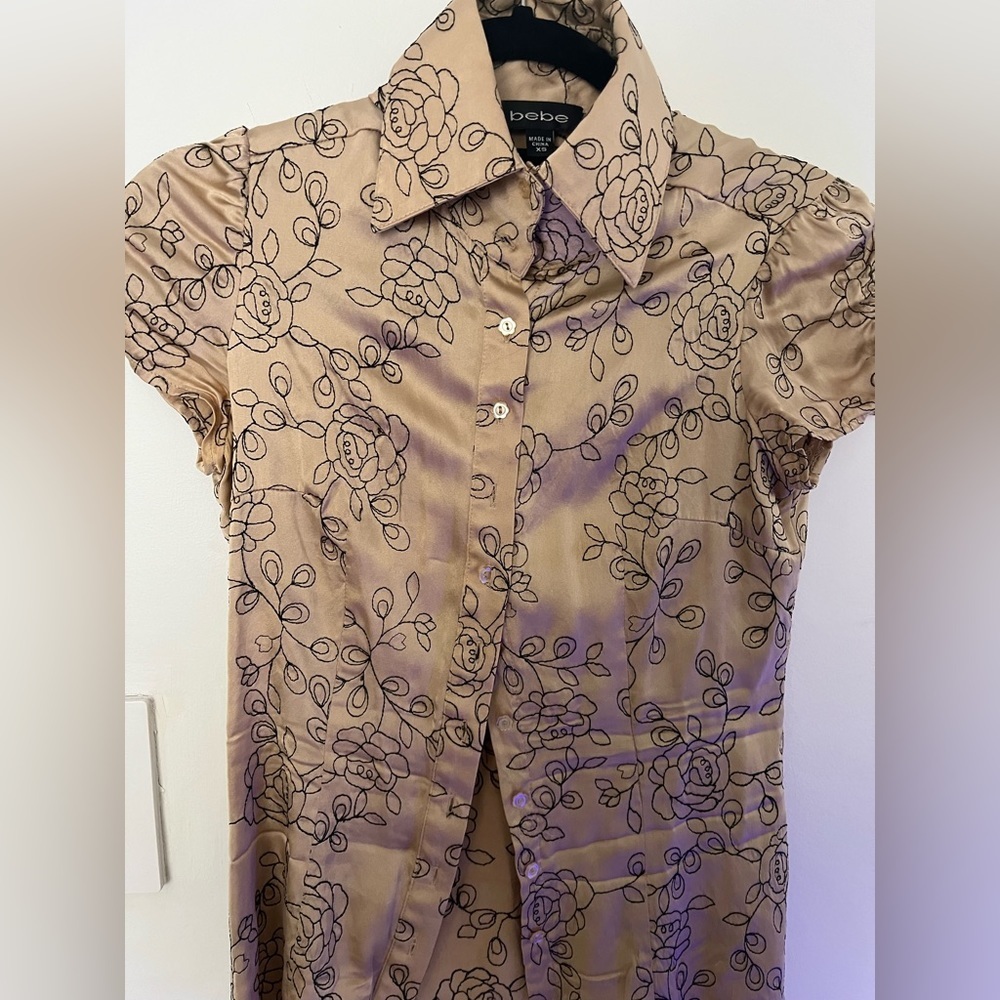 Vintage Bebe Top - Silk Blouse - Women's X-Small